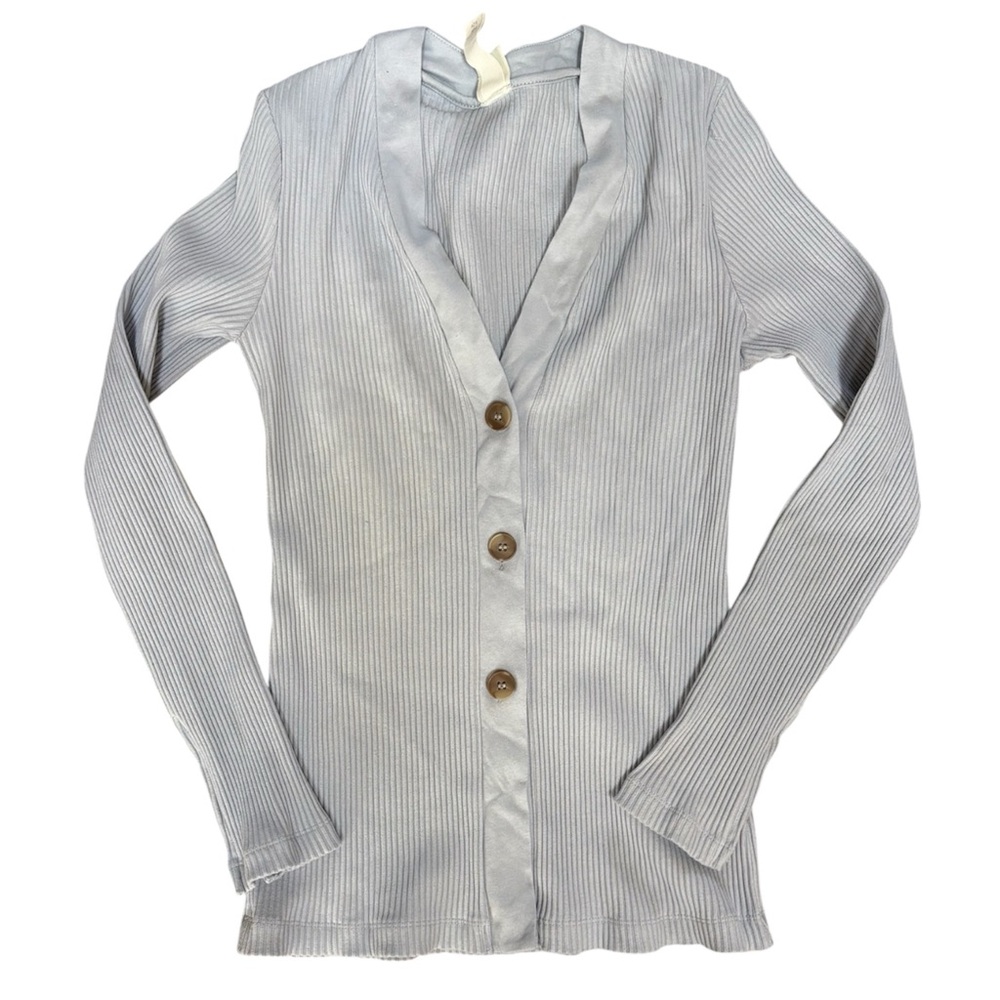 H&M light blue ribbed longline cardigan
